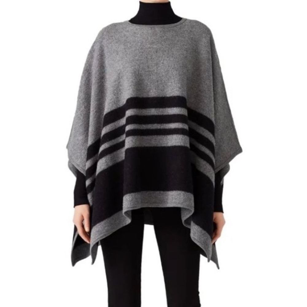 Kate Spade Gray and Black Striped Broome Street Women's Sweater Poncho